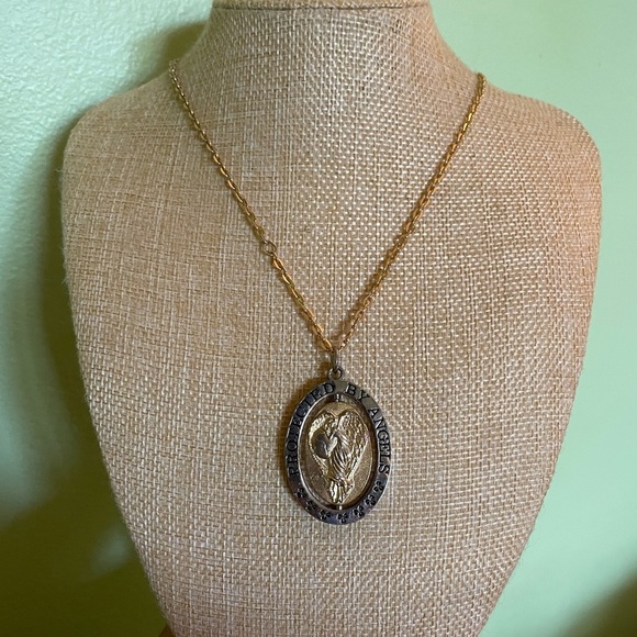 Double Sided Silver and Gold Angel Pendant - Picture 2 of 8